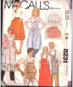 McCall's 8231 Aprons Size: One Used Sewing Pattern