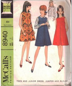 McCall's 8940 Grils' Dress, Jumper, Blouse Size: 9 Bust 30.5 Used Sewing Pattern