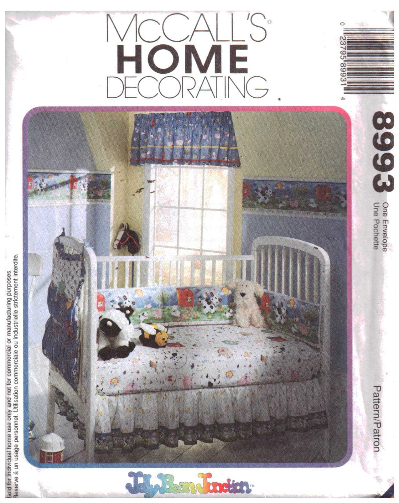 McCall's 8993 Infant's Nursery - Old MacDonald - Wall Hanging, Crib Ruffle, Valance, Organizer, Sheet, Comforter Size: One Uncut Sewing Pattern