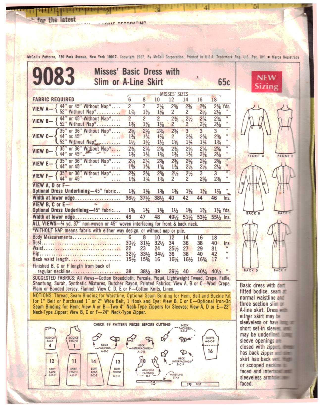 McCall's 9083 Dress Size: 16 Bust 38 Used Sewing Pattern - Image 2