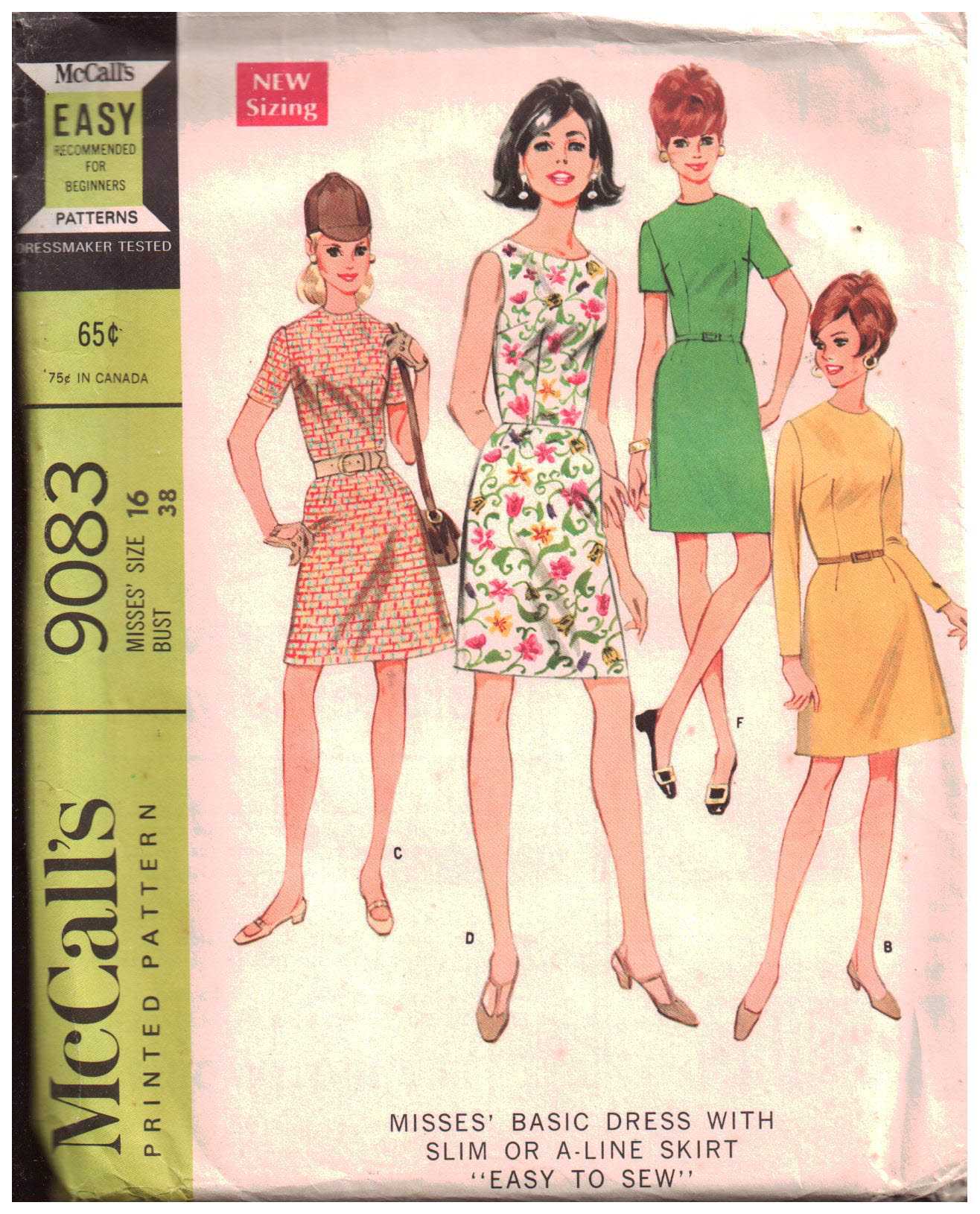 McCall's 9083 Dress Size: 16 Bust 38 Used Sewing Pattern