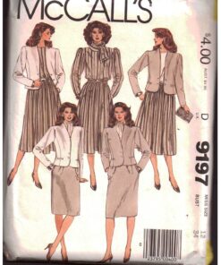 McCall's 9197 Jacket, Blouse, Skirt, Scarf Size: 12 Bust 34 Uncut Sewing Pattern