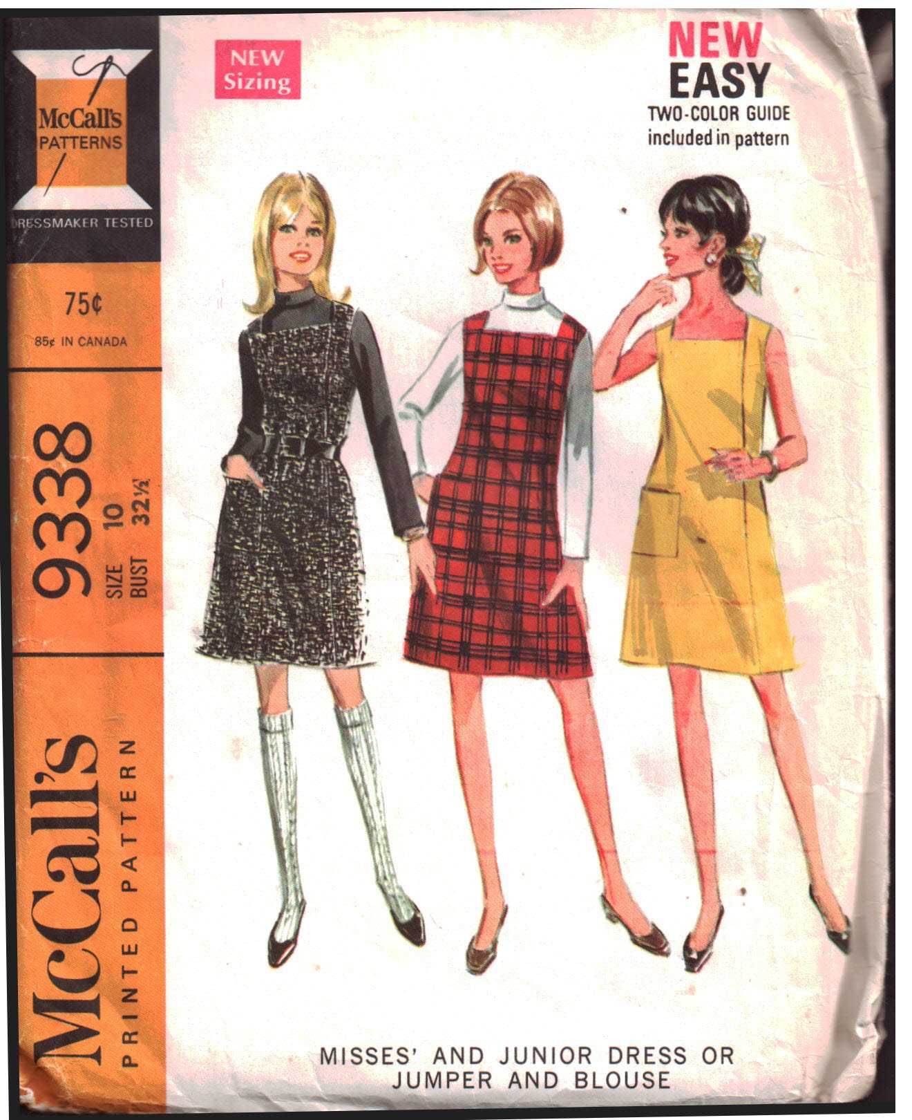 McCall's 9338 Dress, Jumper, Blouse Size: 10 Bust 32.5 Used Sewing Pattern