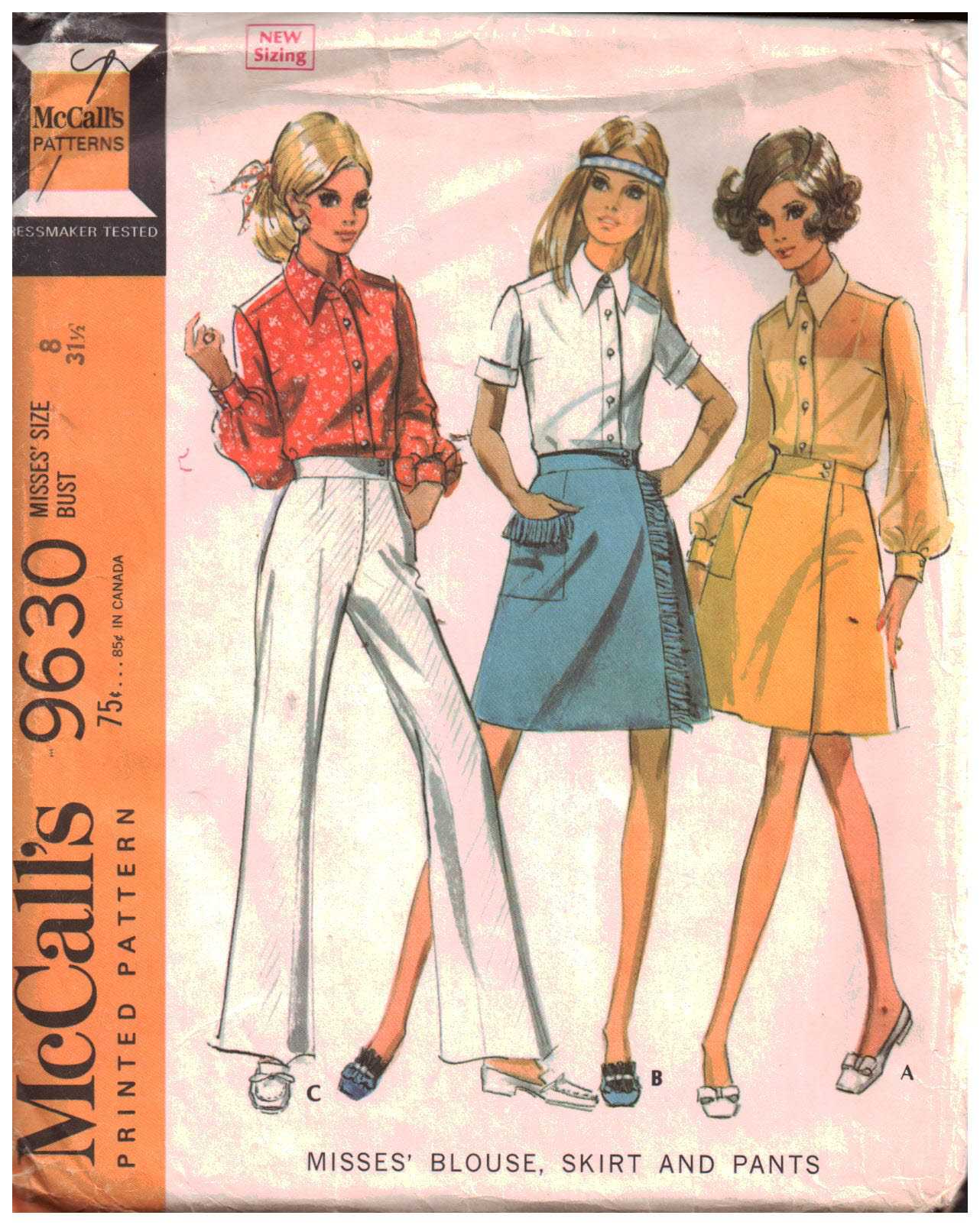 McCall's 9630 Blouse, Skirt, Pants Size: 8 Bust 31.5 Used Sewing Pattern