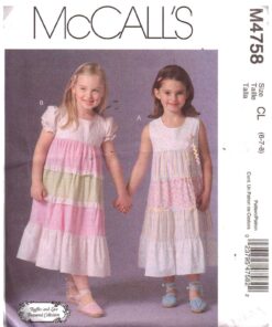 McCall's M4758 Girl's Dress Size: CL 6-7-8 Uncut Sewing Pattern
