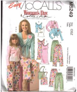 McCall's M5249 Misses/Girl's Shrug, Top, Nightgown Pajamas, Bag Size: 3/4-7/8 and 8/10-16/18 Uncut Sewing Pattern