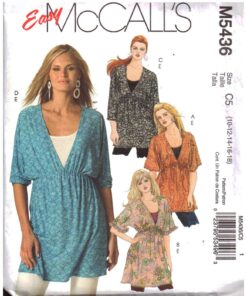 McCall's M5436 Tops, Tunics Size: C5 10-12-14-16-18 Uncut Sewing Pattern