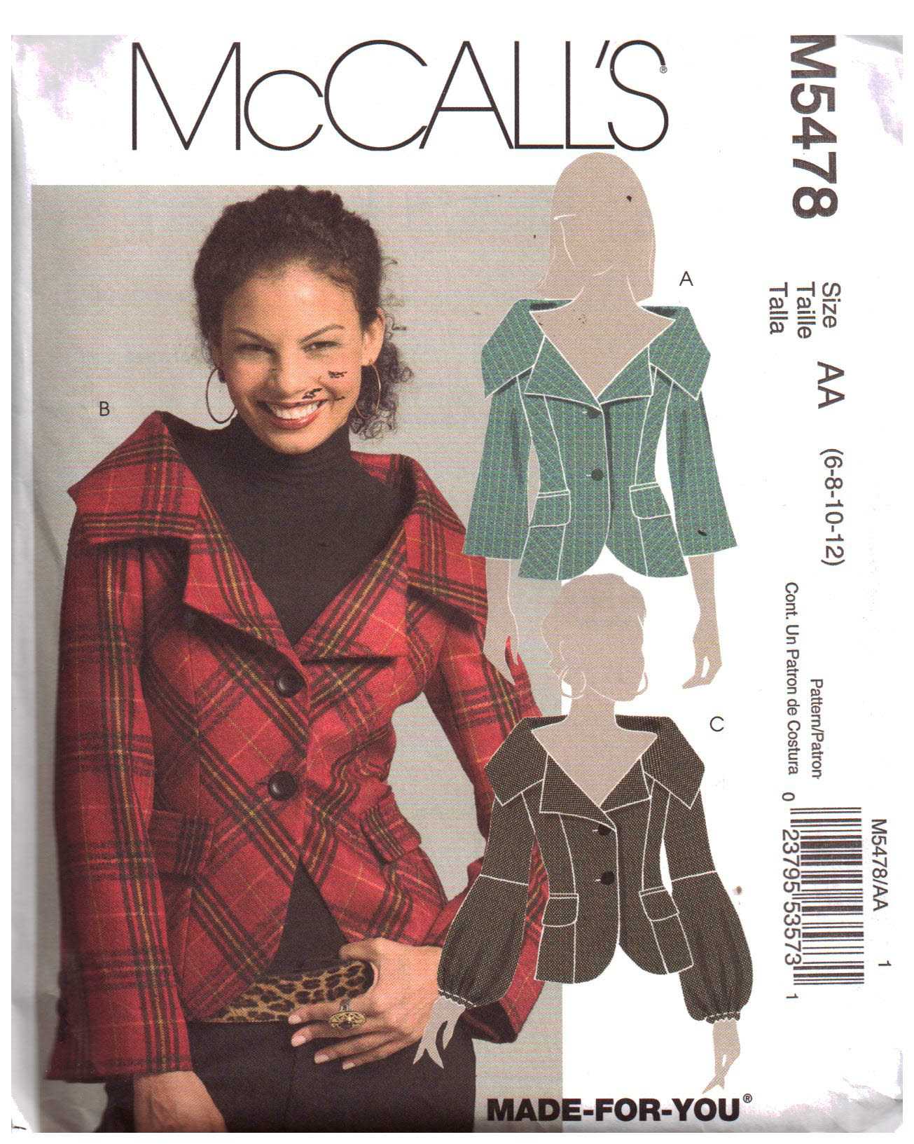 McCall's M5478 Jacket Size: AA 6-12 Uncut Sewing Pattern