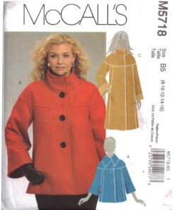 McCall's M5718 Jacket, Coat Size: B5 8-10-12-14-16 Uncut Sewing Pattern