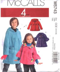 McCall's M5743 Girl's Jacket, Coat Size: CCE 3-4-5-6 Uncut Sewing Pattern