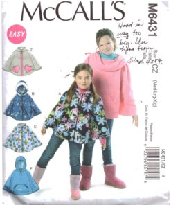 McCall's M6431 Girls' Ponchoes Size: CZ M-L-XL Used Sewing Pattern