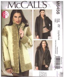 McCall's M6456 Reversible Jacket Size: ZZ L-XL-XXL Uncut Sewing Pattern