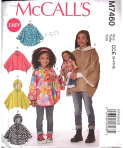 McCall's M7460 Girls'/Doll Ponchos Size: CCE 3-4-5-6 Used Sewing Pattern