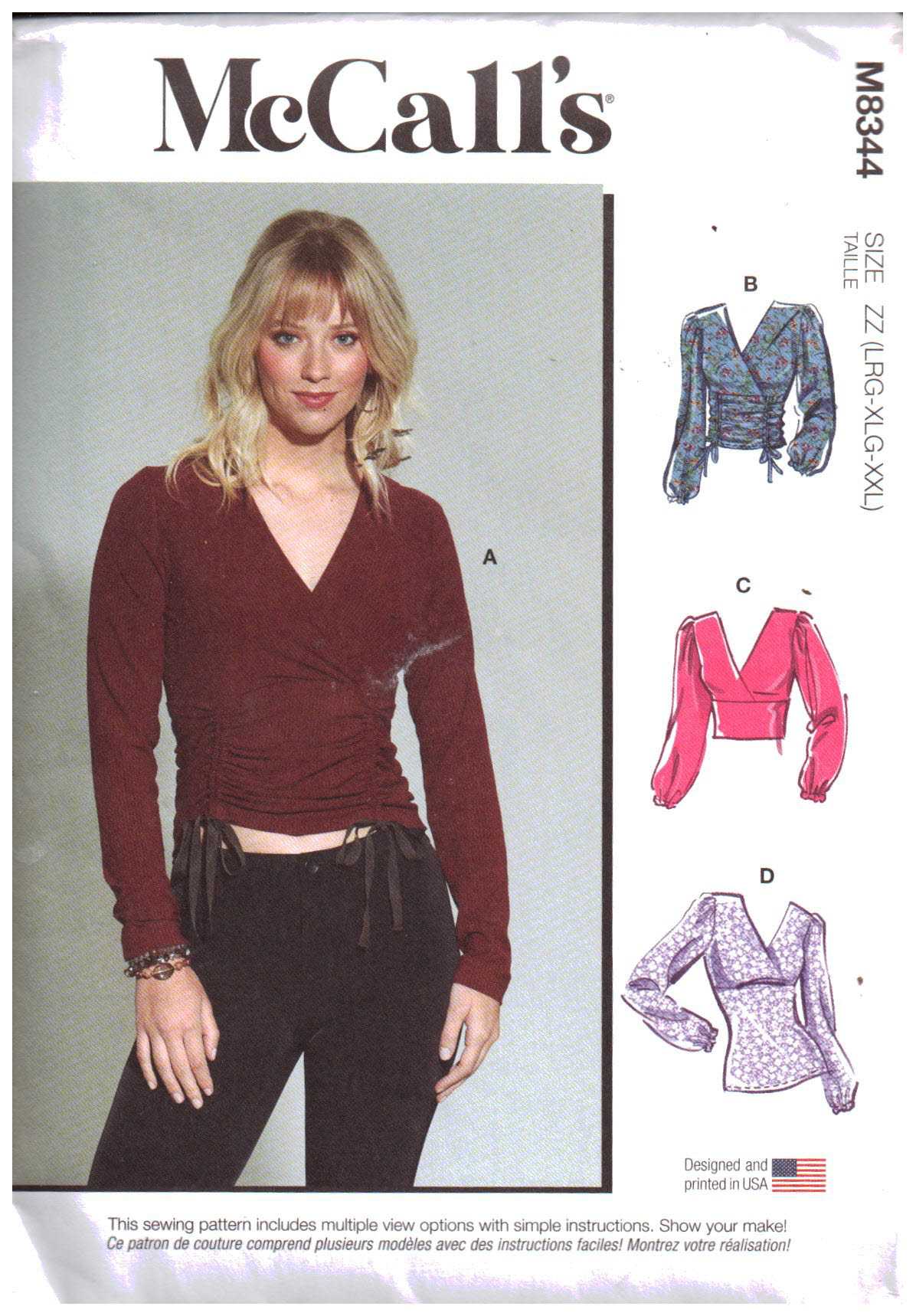 McCall's M8344 Top Size: ZZ L-XXL Uncut Sewing Pattern