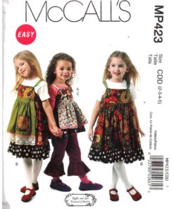 McCall's MP423 Girls' Top, Jumper, Aprons, Pants Size: CDD 2-3-4-5 or CL 6-7-8 Uncut Sewing Pattern