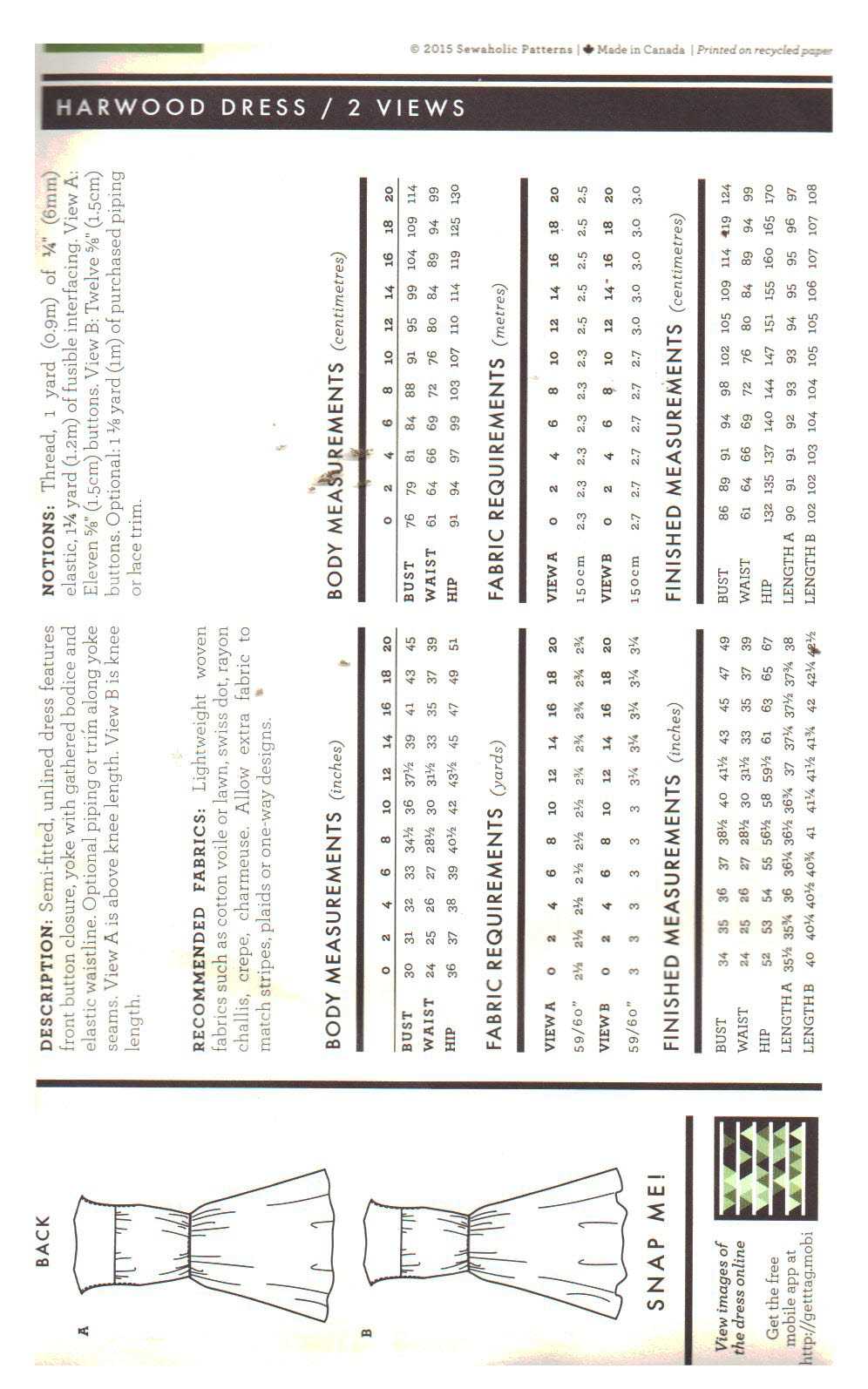 Sewaholic 1505 Dress Size: 0-20 Uncut Sewing Pattern - Image 2