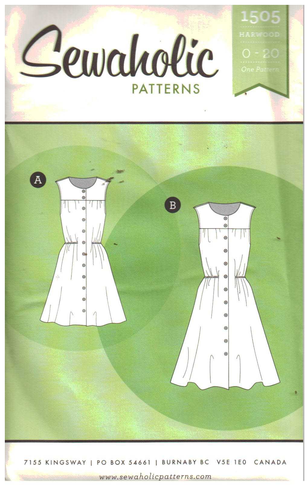 Sewaholic 1505 Dress Size: 0-20 Uncut Sewing Pattern