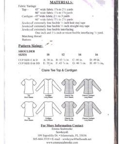 SewkeysE Claire T and Cardigan Size: 10-16 Used Sewing Pattern - Image 2
