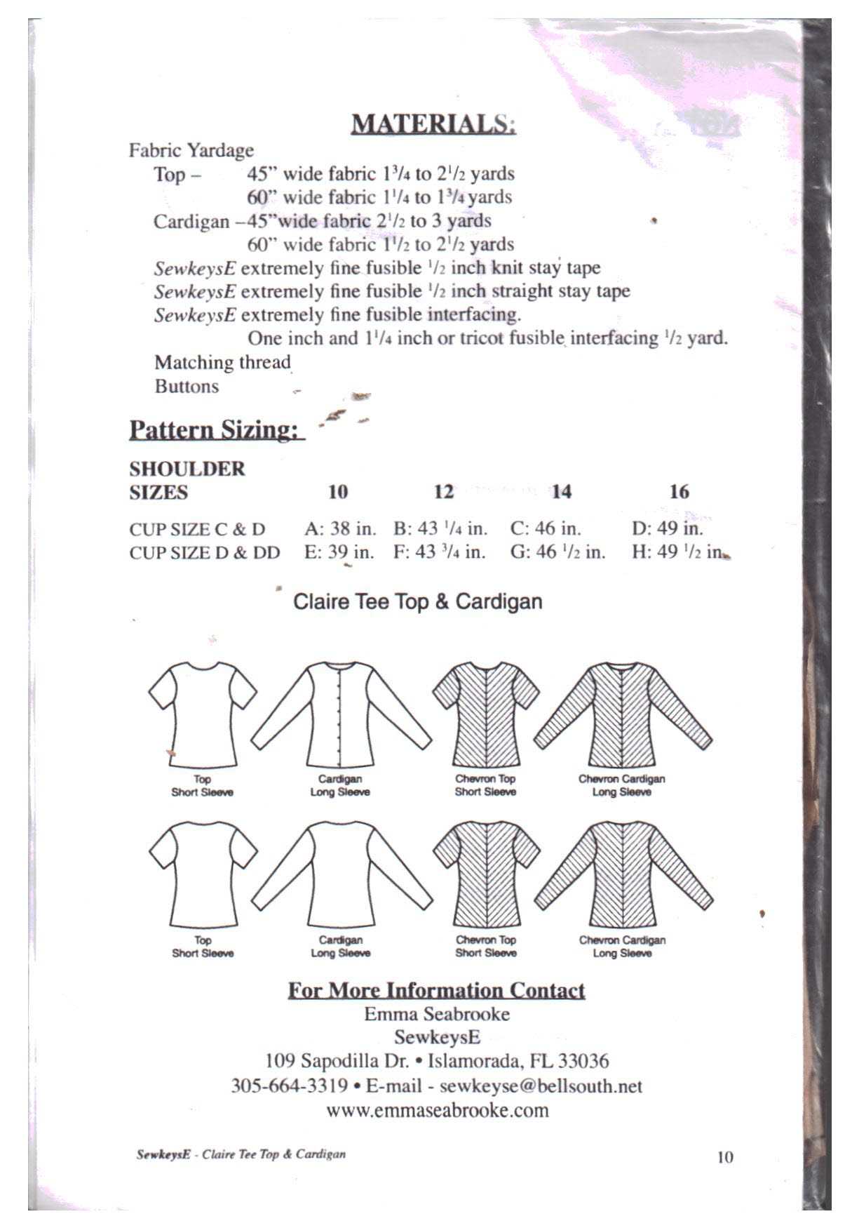 SewkeysE Claire T and Cardigan Size: 10-16 Used Sewing Pattern - Image 2