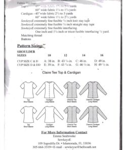 SewkeysE Claire T and Cardigan Size: 10-16 Uncut Sewing Pattern - Image 2
