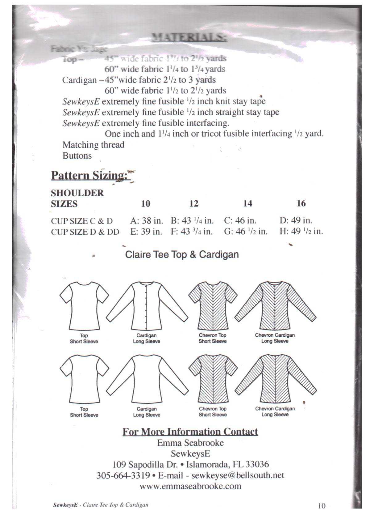 SewkeysE Claire T and Cardigan Size: 10-16 Uncut Sewing Pattern - Image 2