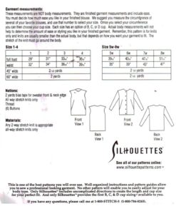 Silhouttes 195 Sweater Set Size: 1-4, 5W-8W Uncut Sewing Pattern - Image 2