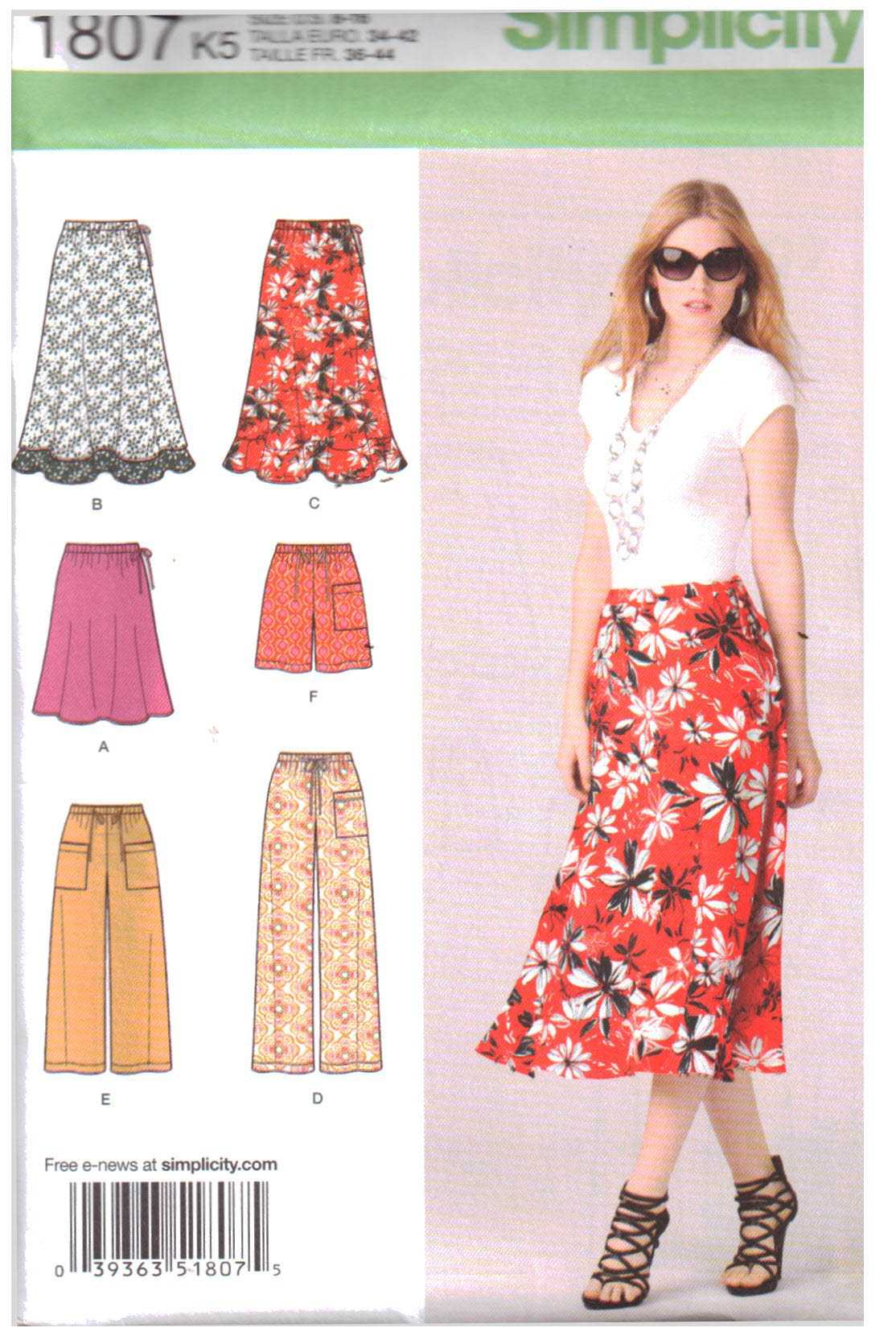 Simplicity 1807 Skirt, Pants, Shorts Size: K5 8-16 Uncut Sewing Pattern