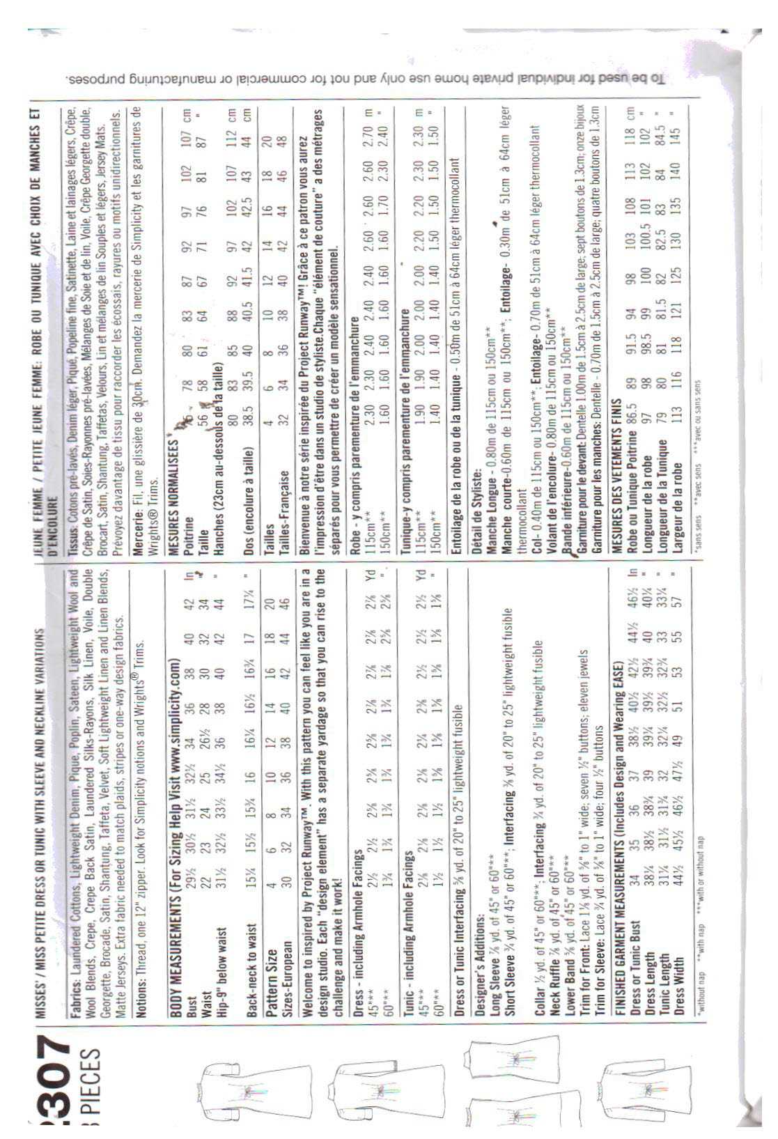 Simplicity 2307 Dress Size: P5 12-20 Uncut Sewing Pattern - Image 2