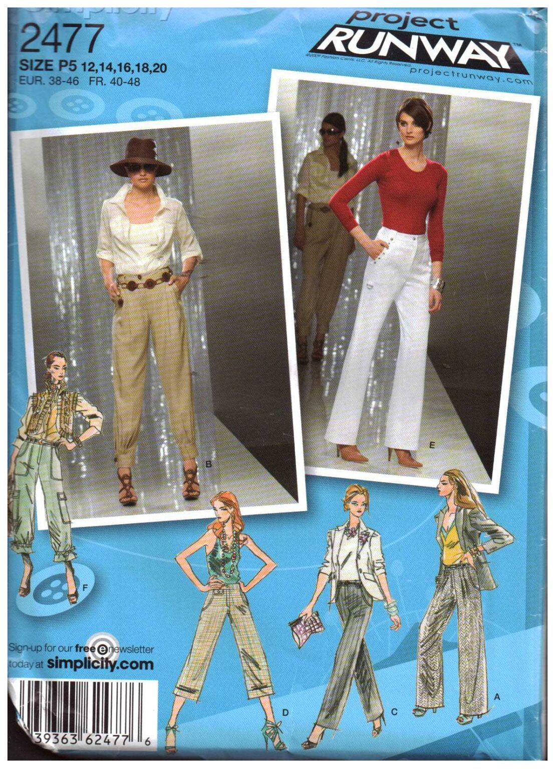 Simplicity 2477 Pants Size: P5 12-20 Uncut Sewing Pattern
