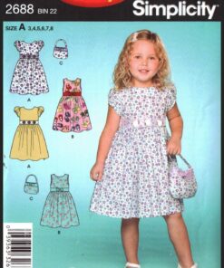 Simplicity 2688 Girl's Dress, Purse Size: A 3-8 Uncut Sewing Pattern