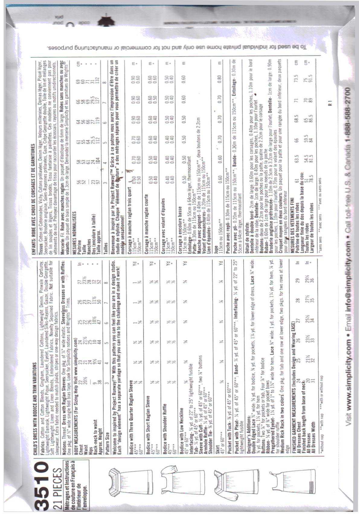 Simplicity 3510 Girl's Dress Size: A 3-8 Uncut Sewing Pattern - Image 2