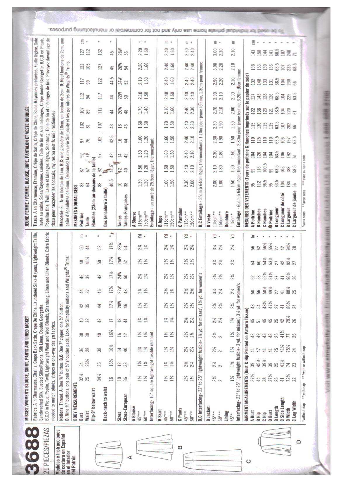 Simplicity 3688 Blouse, Skirt, Pants, Jacket - 1940's Retro Size: AA 10-18 Uncut Sewing Pattern - Image 2