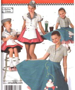Simplicity 3836 Girl's Costume - Poodle Skirt, Carhop, Hat Size: K5 7-14 Uncut Sewing Pattern