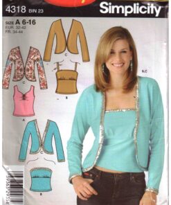 Simplicity 4318 Top, Cardigan Size: A 6-16 Uncut Sewing Pattern
