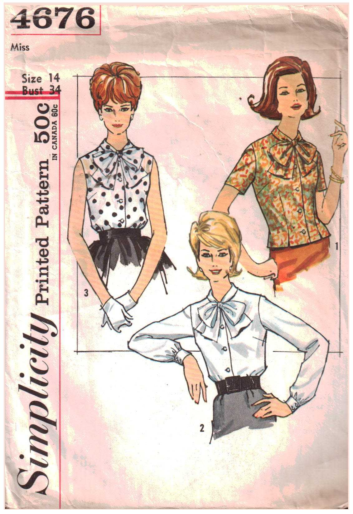Simplicity 4676 Tops Size: 14 Bust 34 Sewing Pattern
