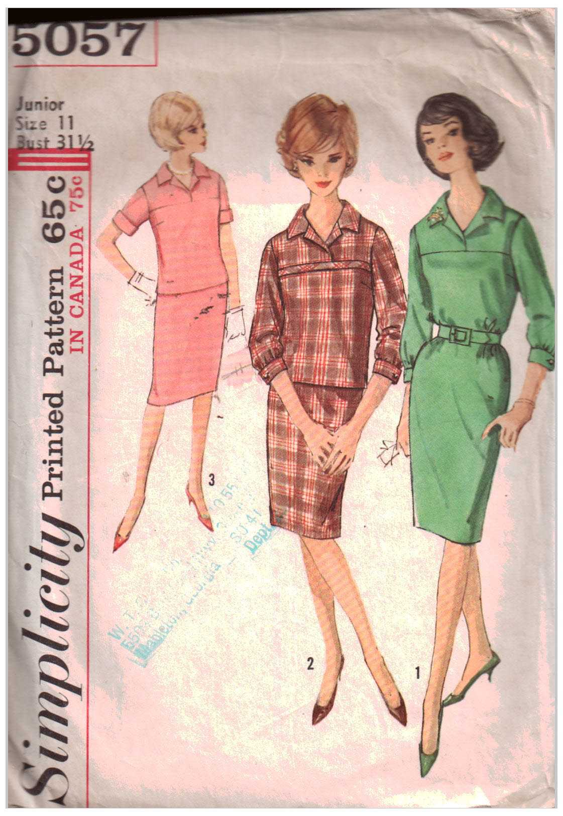 Simplicity 5057 Dress, Top, Skirt Size: 11 Bust 31.5 Used Sewing Pattern