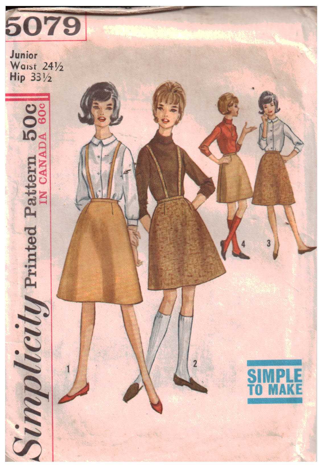 Simplicity 5079 Skirt Size: Waist 24.5 Hip 33.5 Used Sewing Pattern