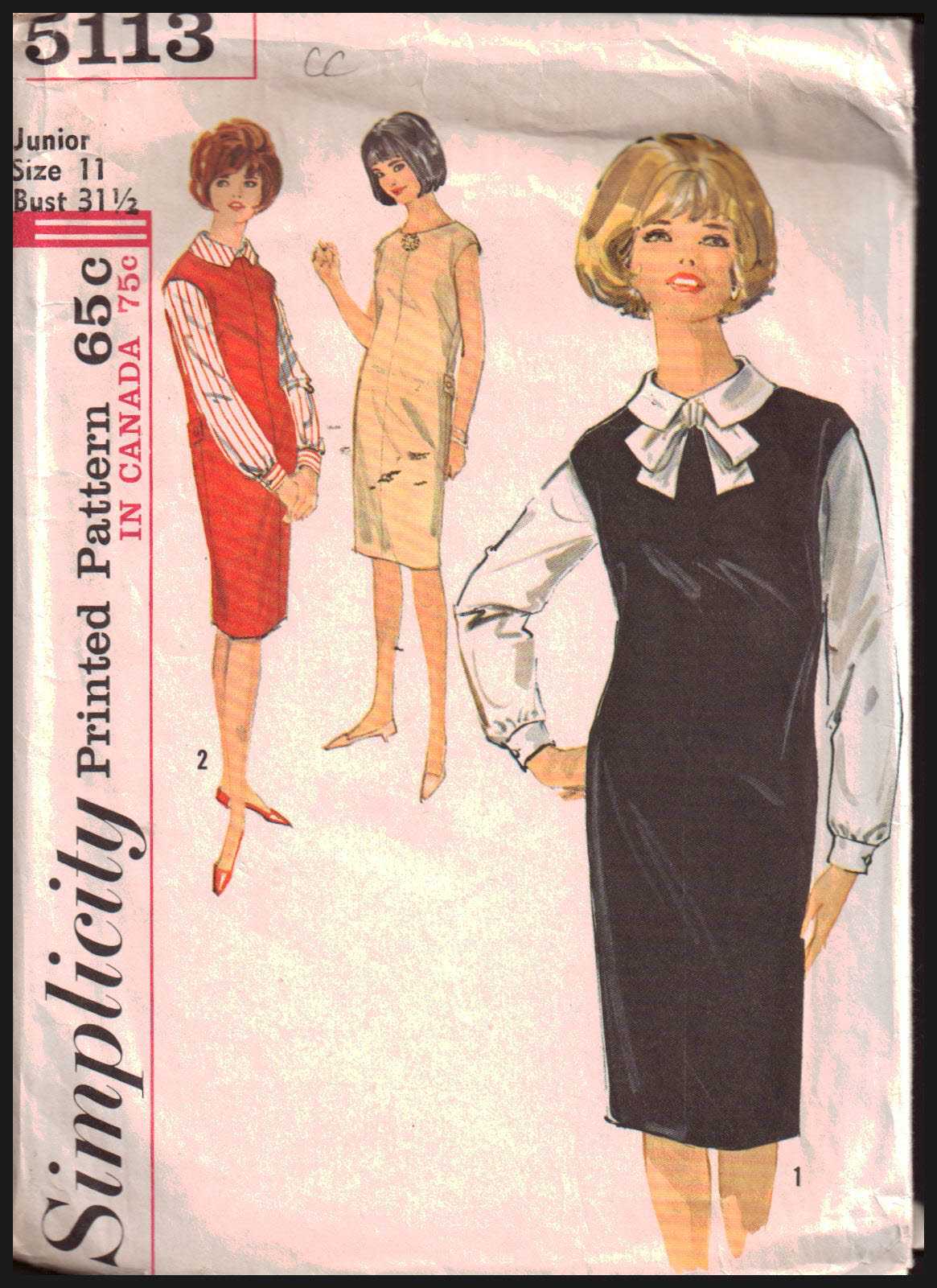 Simplicity 5113 Jumper, Dress, Blouse Size: 11 Bust 31.5 Used Sewing Pattern