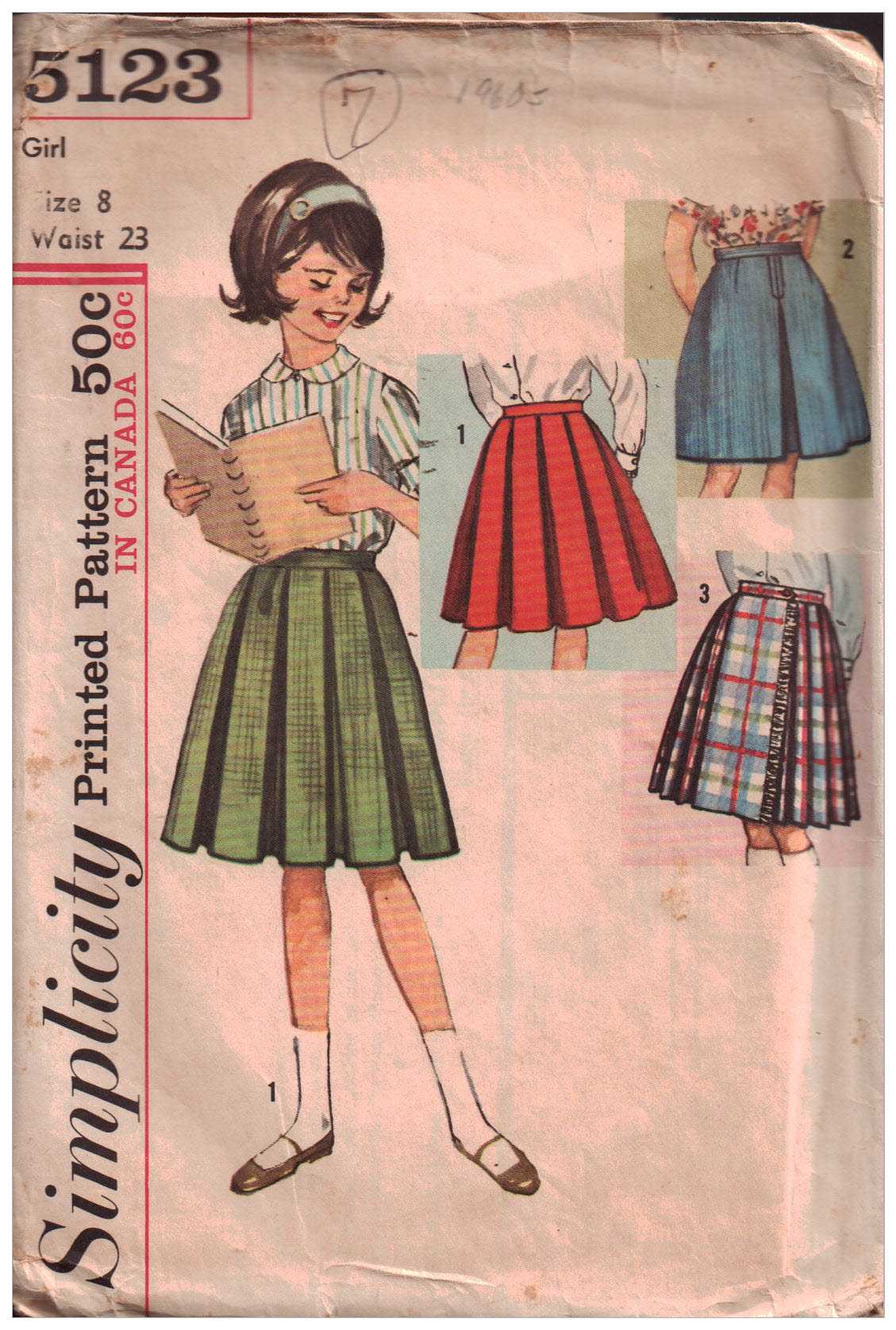 Simplicity 5123 Girl's Skirt Size: 8 Waist 23 Used Sewing Pattern