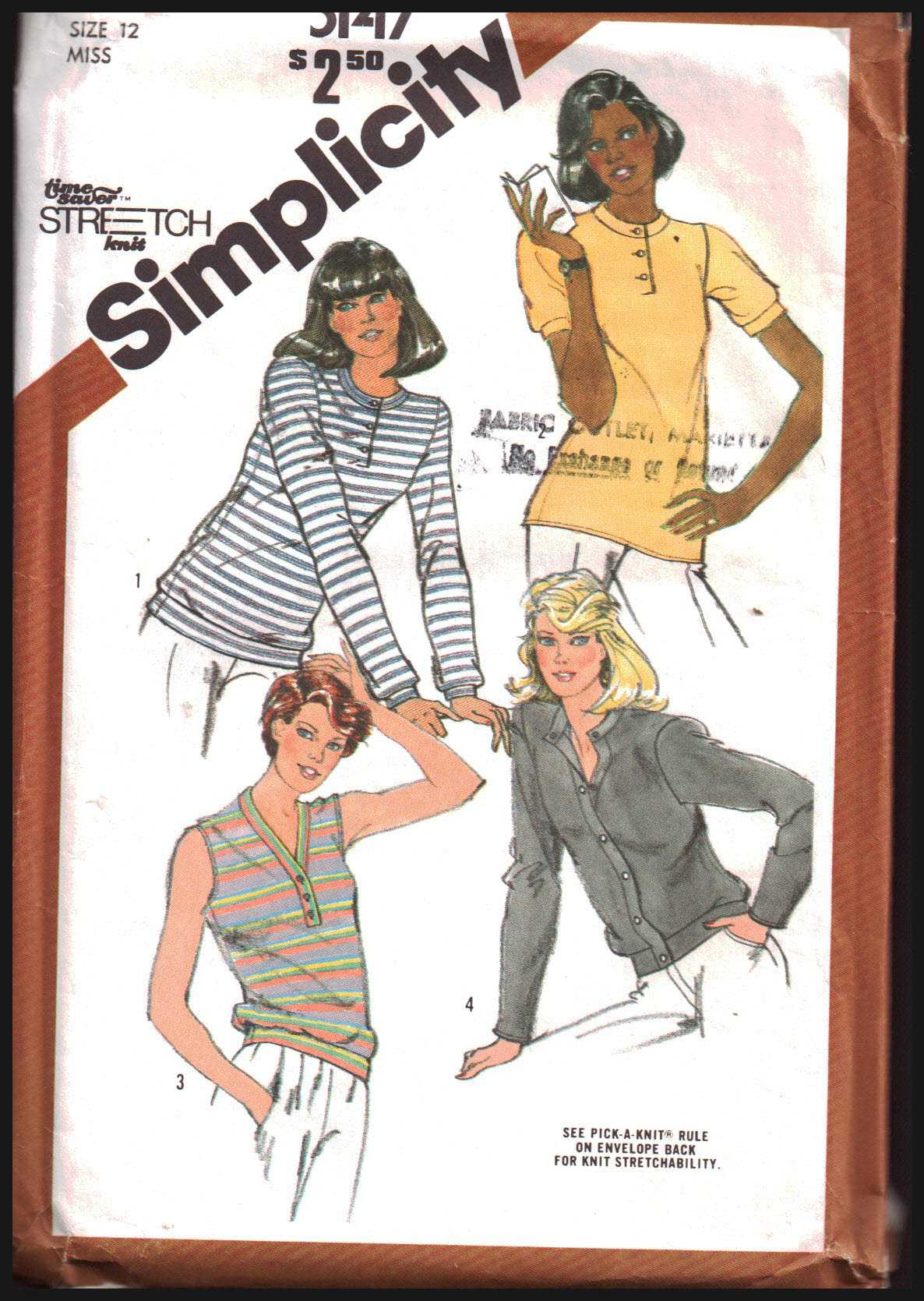 Simplicity 5147 Tops Size: 12 Used Sewing Pattern