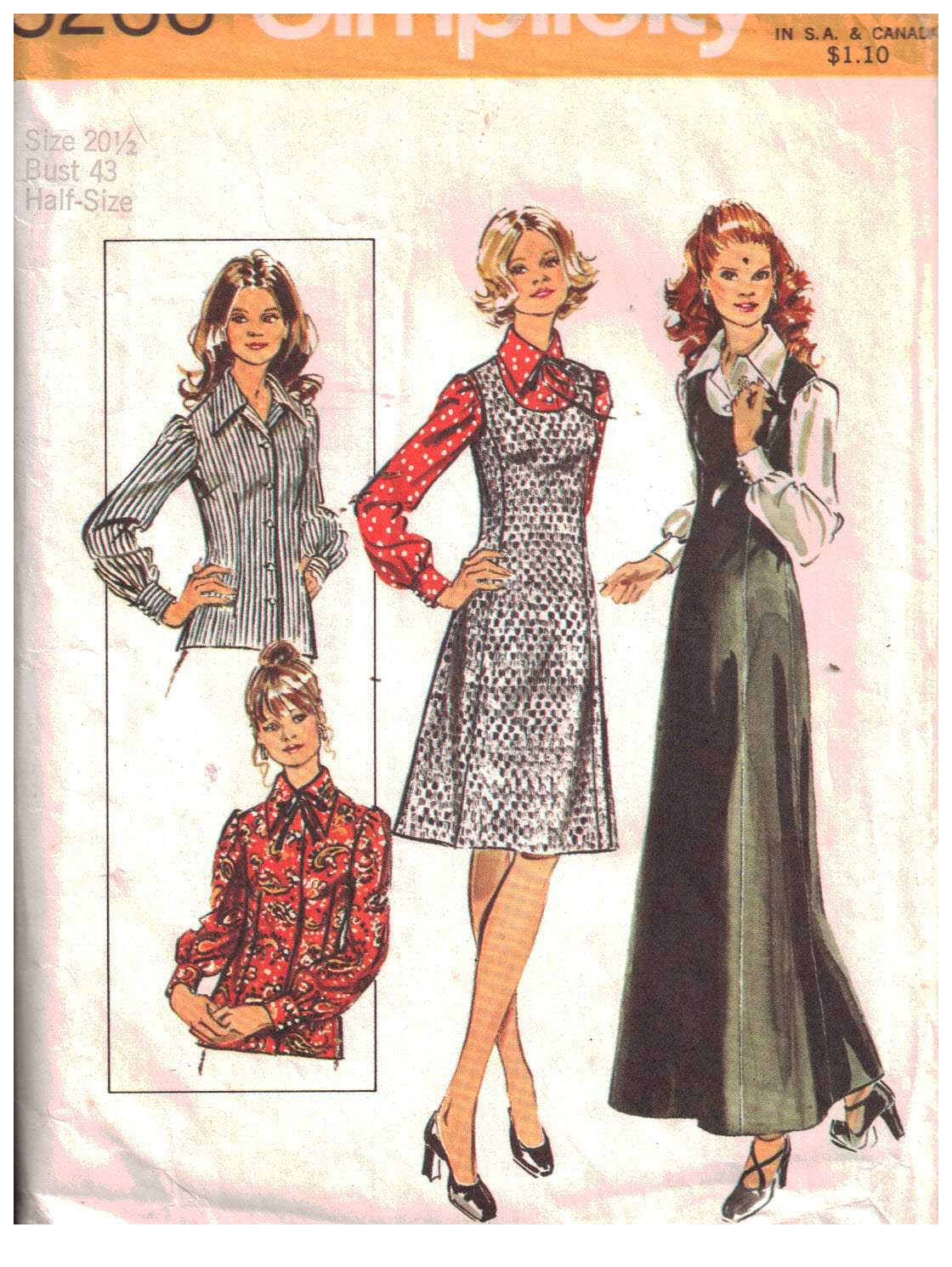 Simplicity 5266 Jumper, Blouse Size: 20.5 Bust 43 Used Sewing Pattern
