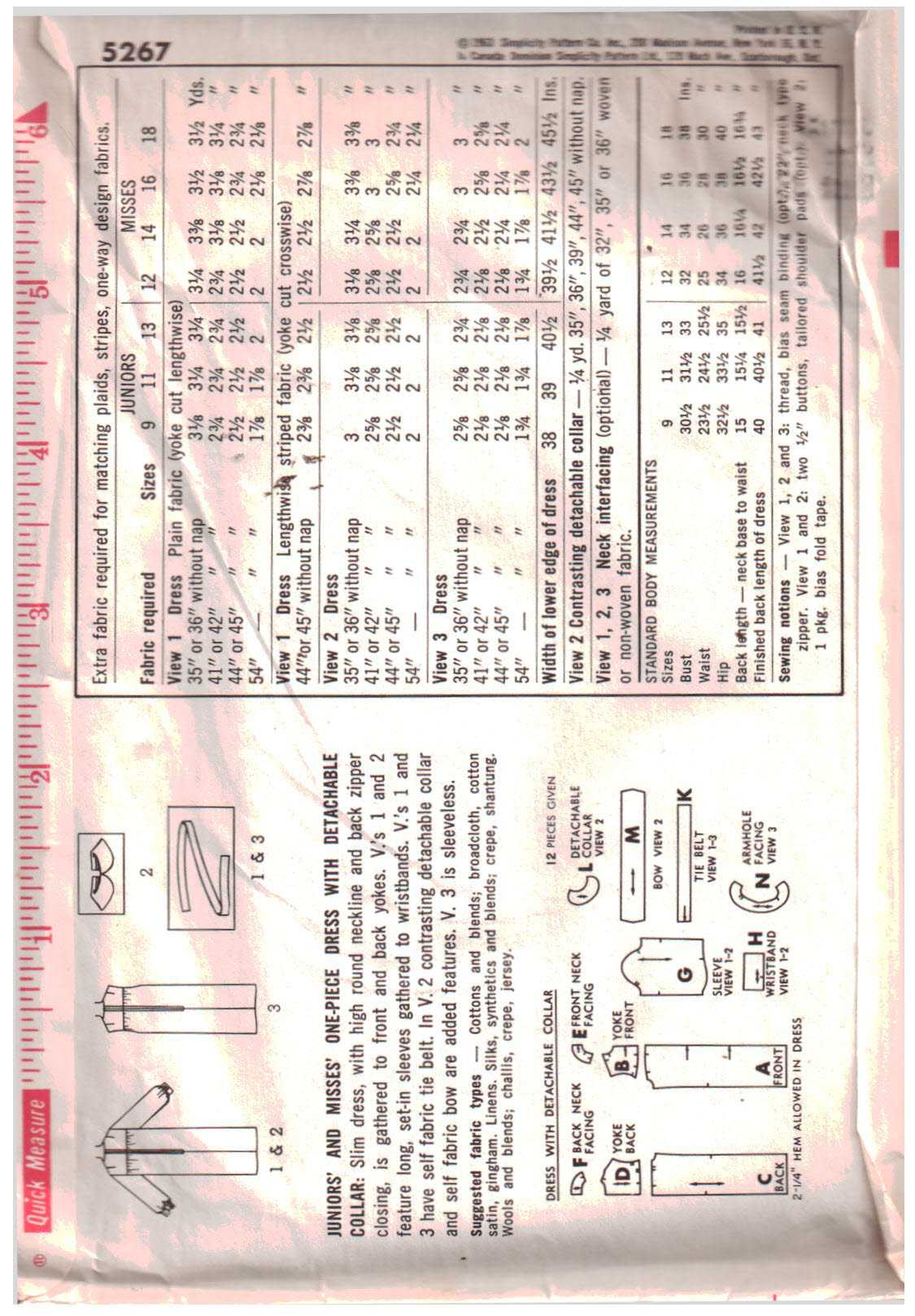 Simplicity 5267 Dress Size: 13 Bust 33 Used Sewing Pattern - Image 2