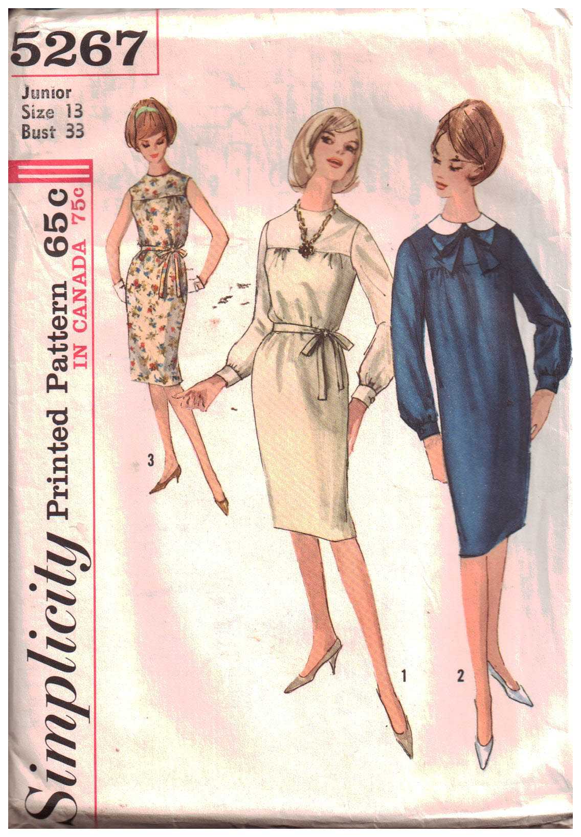 Simplicity 5267 Dress Size: 13 Bust 33 Used Sewing Pattern