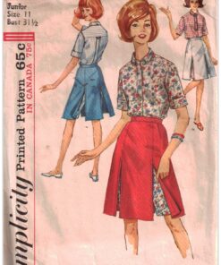 Simplicity 5284 Skirted Shorts, Top Size: 11 Bust 31.5 Used Sewing Pattern