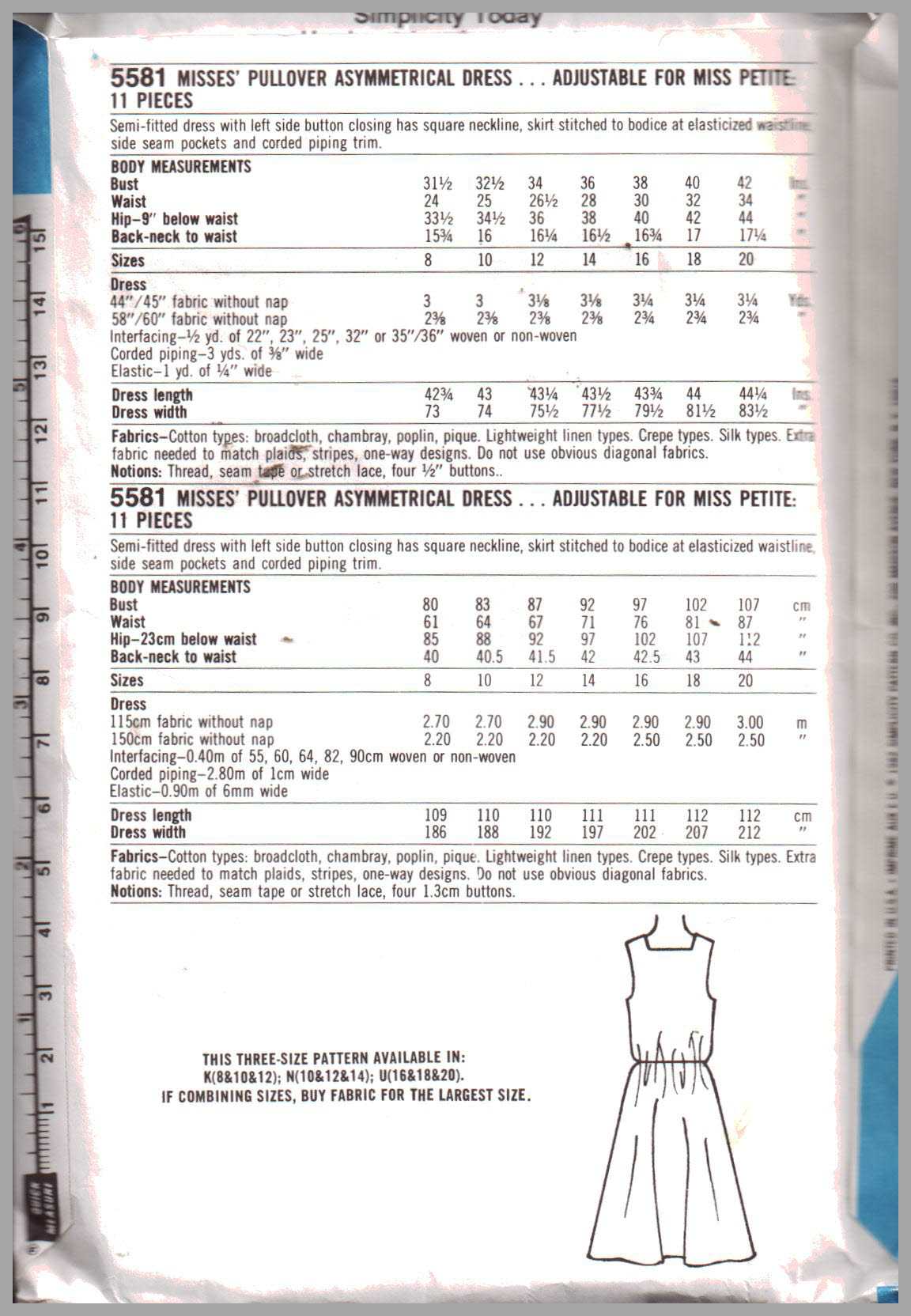 Simplicity 5581 Dress Size: N 10-12-14 Used Sewing Pattern - Image 2