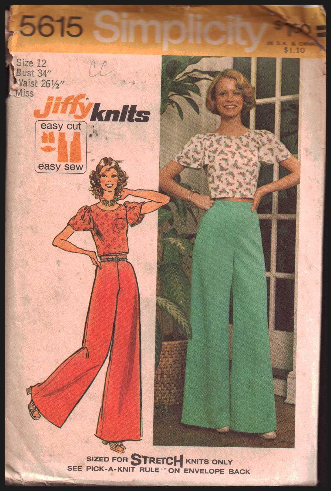 Simplicity 5615 Top, Pants Size: 12 Bust 34 Used Sewing Pattern