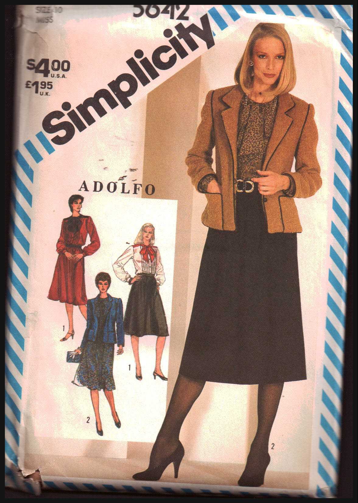 Simplicity 5642 Blouse, Skirt, Jacket Size: 10 Uncut Sewing Pattern