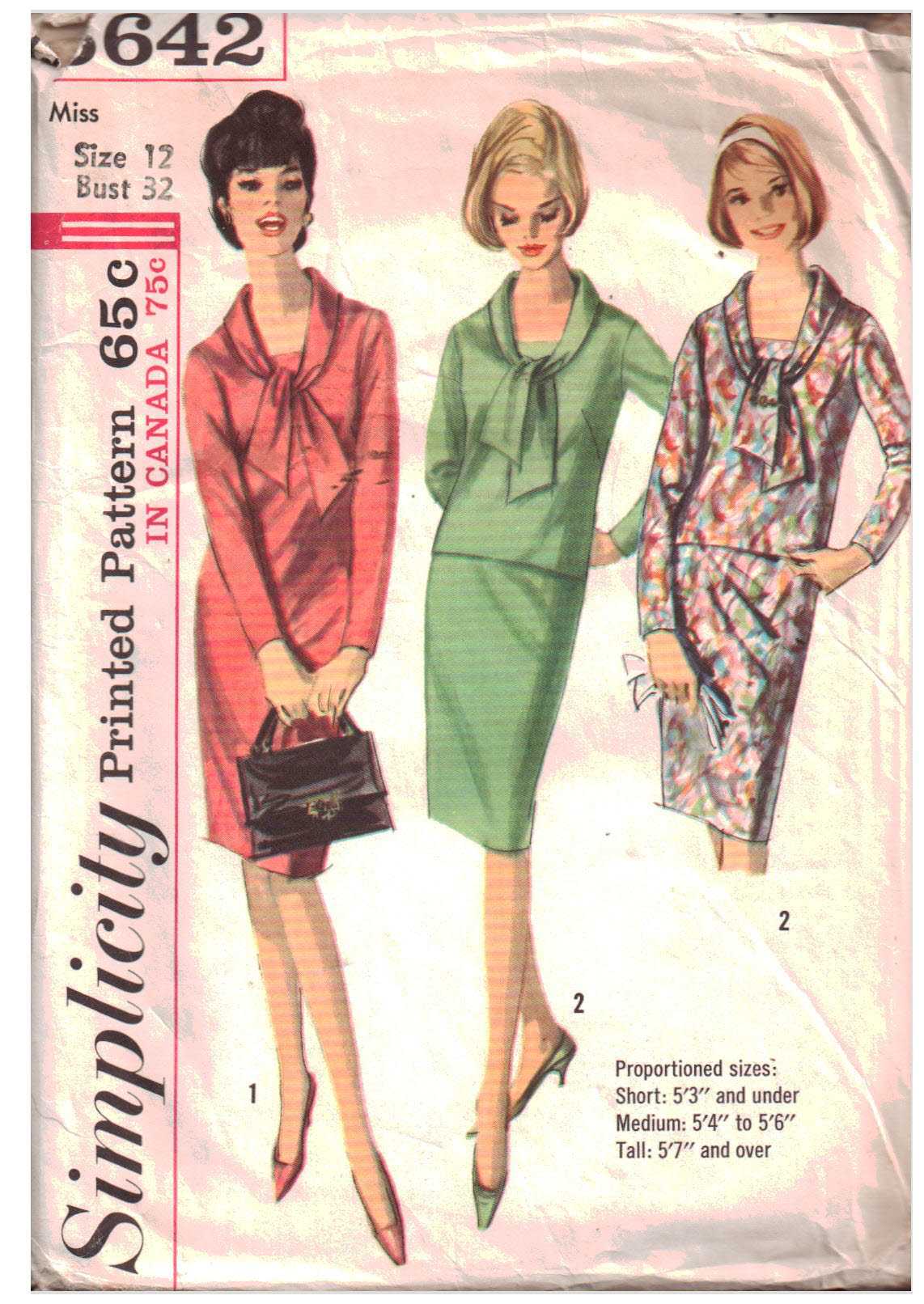 Simplicity 5642 One or two-piece dress Size: 12 Bust 32 Used Sewing Pattern