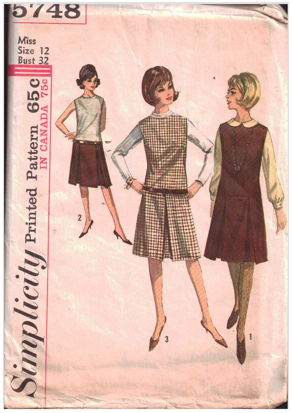 Simplicity 5748 Dress, Jumper Size: 12 Bust 32 Used Sewing Pattern