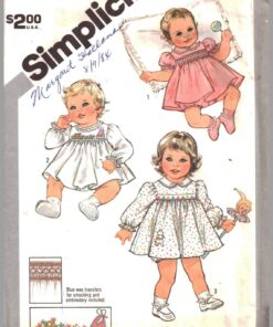 Simplicity 5817 Infants' Plain or Smocked Dress, Panties Size: NB Used Sewing Pattern